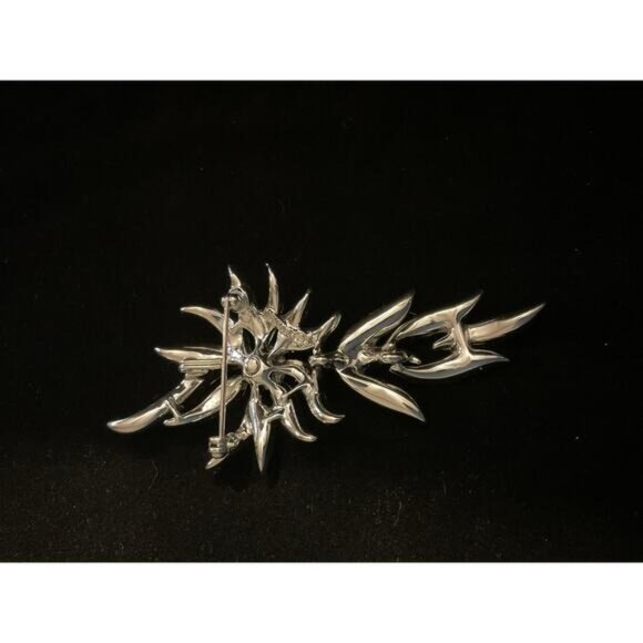 Vintage 1970 Sarah Coventry Rhinestone Starburst Brooch Silver-Tone Metal - Picture 4 of 16